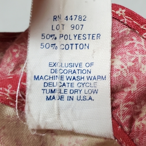 Vintage 60s JCPENNEY Tan Red Floral Calico Print Tie-Waist Boho Peasant Dress S - Picture 15 of 15